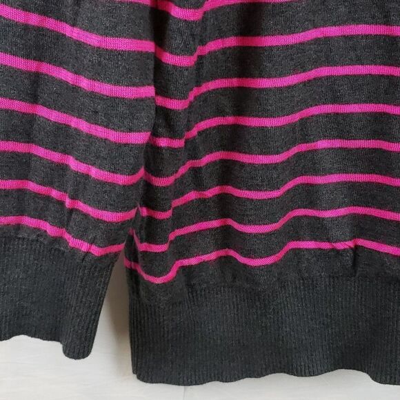 Torrid 3 Grey & Pink Polka Dot & Stripe Sweater - Picture 4 of 16